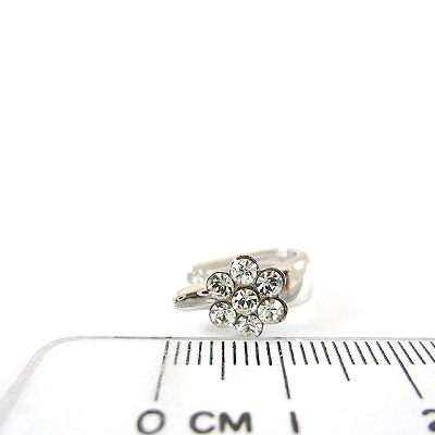 銅鍍白K色六辦花形鑲鑽夾頭