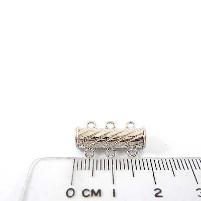 銅鍍正白K色三孔斜紋圓柱磁鐵扣