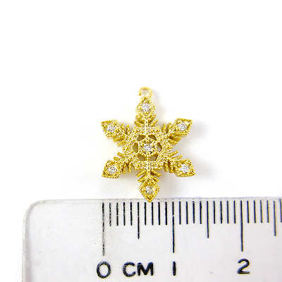 銅鍍金色單孔鑲鑽雪花