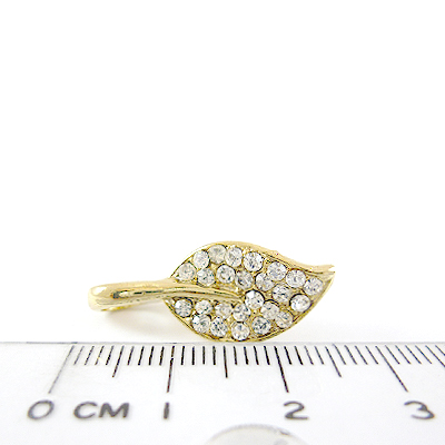 金色葉形鑲鑽夾頭