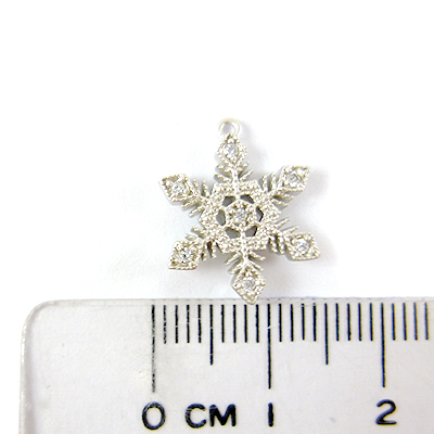 銅鍍正白K色單孔鑲鑽雪花