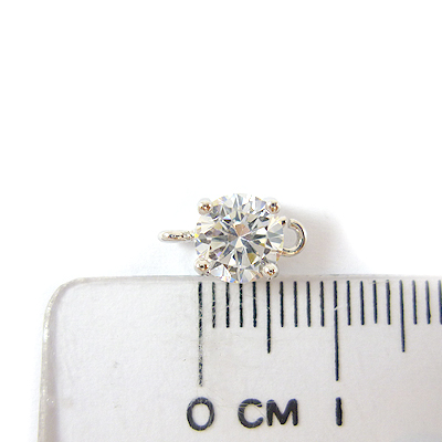 銅鍍正白K色雙孔四爪單鑽-6mm