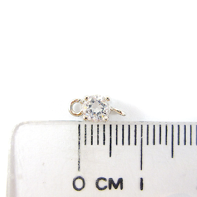 銅鍍正白K色雙孔四爪單鑽-4mm