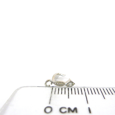 銅鍍正白K色單鑽葉形直洞耳環夾頭-6mm