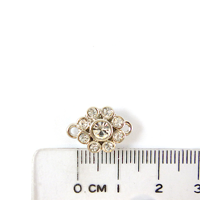 銅鍍正白K色單孔花形鑲鑽磁鐵扣