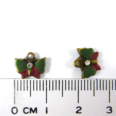 青古銅單孔蝴蝶鑲鑽-綠色