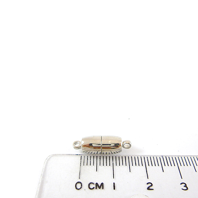 銅鍍厚白K色單孔膠囊形磁鐵扣