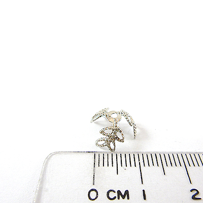 銅鍍正白K色三瓣四葉花帽