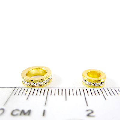 銅鍍金色大洞圓形平口鑲鑽隔珠