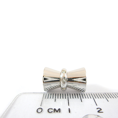 銅鍍正白K色扯鈴形鑲鑽扣頭