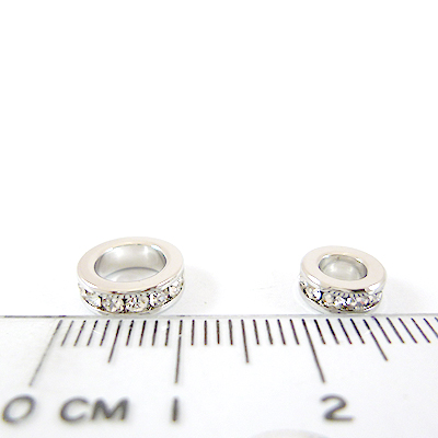 銅鍍白K色大洞圓形平口鑲鑽隔珠