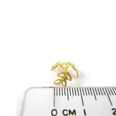 銅鍍金色三瓣四葉花帽-8mm