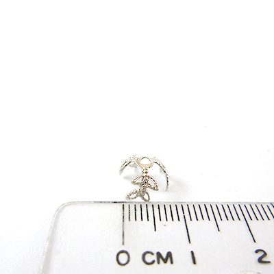 銅鍍正白K色三瓣四葉花帽-6mm