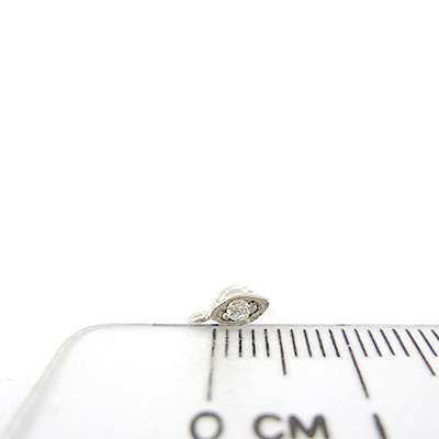 銅鍍正白K色葉形鑲鋯石橫洞耳環夾頭