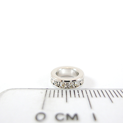 銅鍍正白K色大洞圓形平口鑲鑽隔珠-10mm