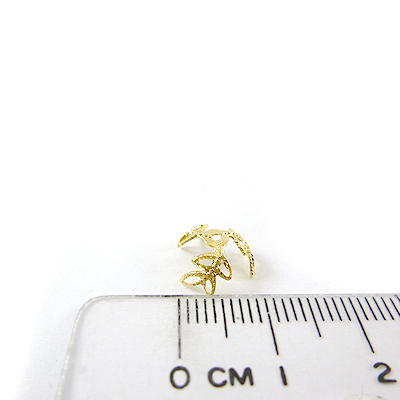 銅鍍金色三瓣四葉花帽-6mm