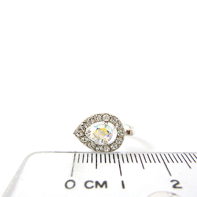 銅鍍正白K色倒水滴形鑲鑽夾頭