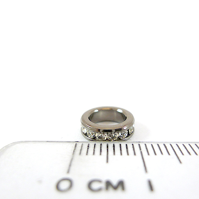 銅鍍黑金色大洞圓形平口鑲鑽隔珠-10mm