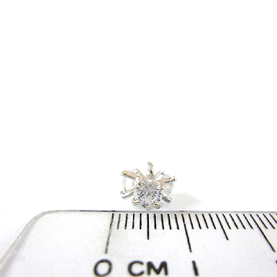 銅鍍正白K色單孔立體三鑽-白色