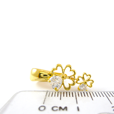 銅鍍金色雙幸運草鑲鑽夾頭