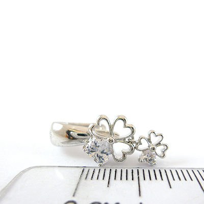 銅鍍正白K色雙幸運草鑲鑽夾頭