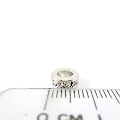 銅鍍正白K色大洞圓形平口鑲鑽隔珠-7mm