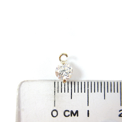 銅鍍正白K色單孔圓形鋯石-白色-5mm