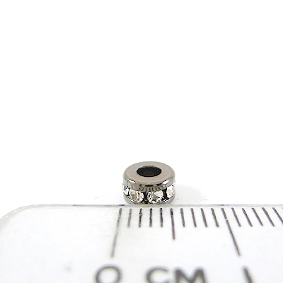 銅鍍黑金色大洞圓形平口鑲鑽隔珠-5mm