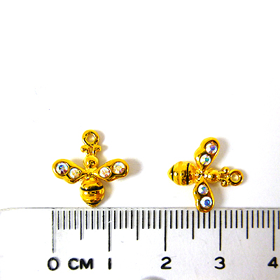 銅鍍金色單孔蜜蜂鑲鑽-白彩