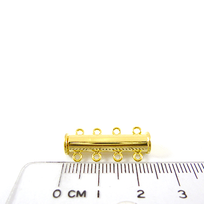 銅鍍金色四孔圓柱形磁鐵扣