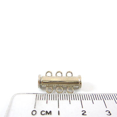 銅鍍正白K色韓製三孔圓柱形磁鐵扣