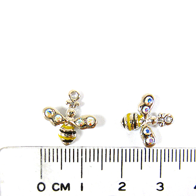 銅鍍正白k色單孔蜜蜂鑲鑽-白彩