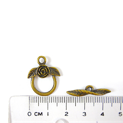銅鍍青古銅單孔玫瑰花棍扣
