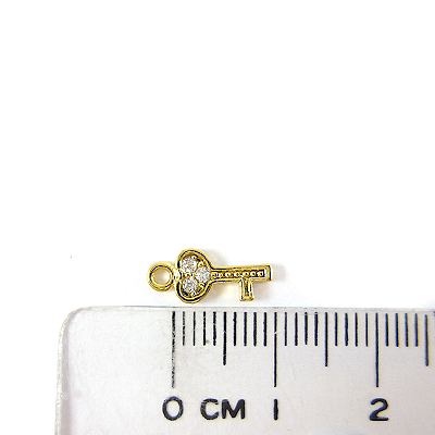 銅鍍金色心形鑲鑽鑰匙