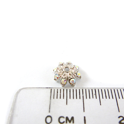 銅鍍白K色八瓣鑲鑽花帽