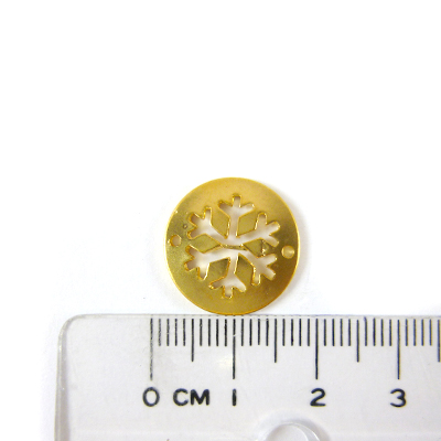 銅鍍霧金色雙孔圓形鏤空雪花