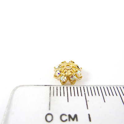 銅鍍金色八瓣鑲鑽花帽