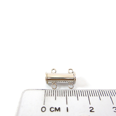 銅鍍正白k色雙孔圓柱形磁鐵扣