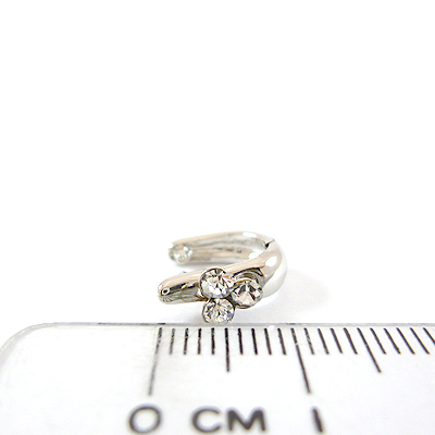 銅鍍正白K三鑽花形鑲鑽夾頭