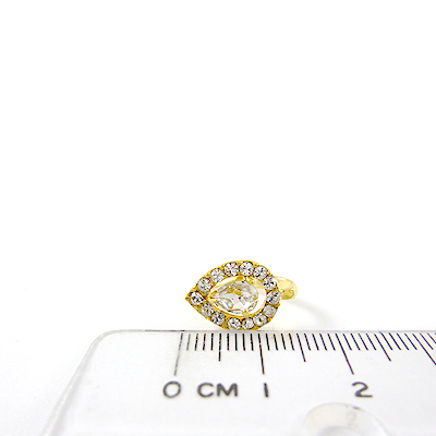 銅鍍金色倒水滴鑲鑽夾頭