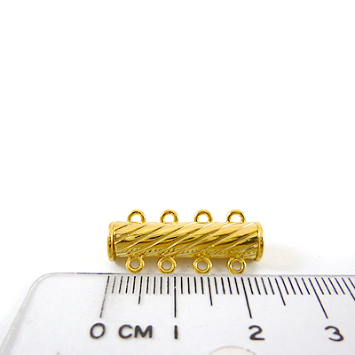 銅鍍金色四孔斜紋圓柱磁鐵扣