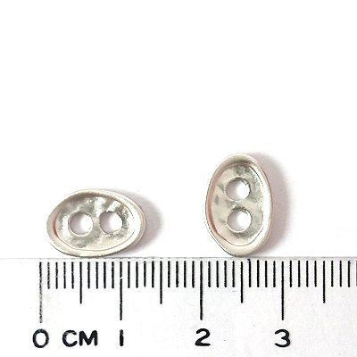 銅鍍霧銀色中雙孔凹面橢圓形