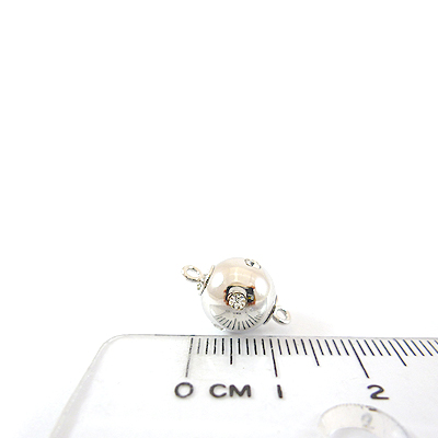 銅鍍正白K色單孔抽出式圓球鑲鑽磁鐵扣