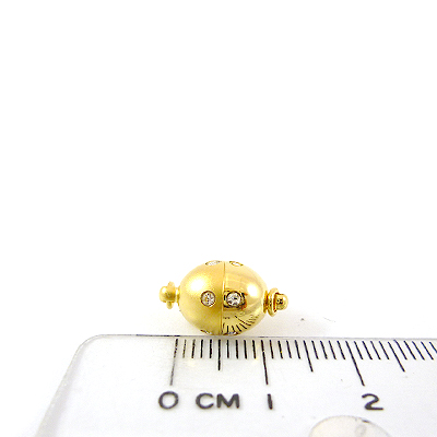 銅鍍金色雙色單孔橢圓形鑲鑽磁鐵扣