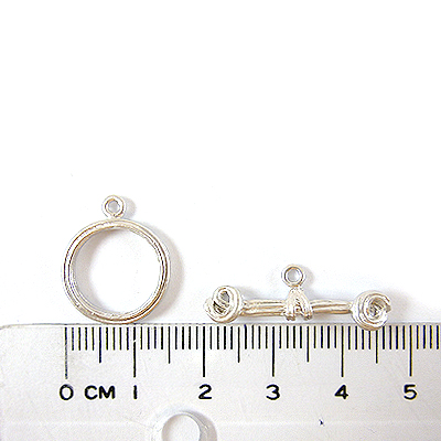 銅鍍霧銀色雙頭圈紋棍扣