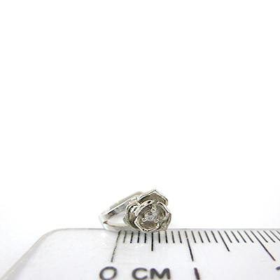 銅鍍正白K色玫瑰鑲單鑽夾頭