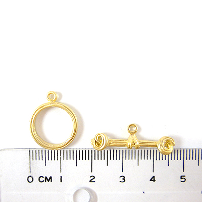 銅鍍霧金色雙頭圈紋棍扣