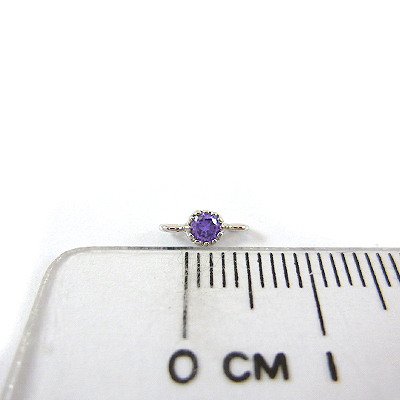 正白K色單孔單鑽-紫羅蘭