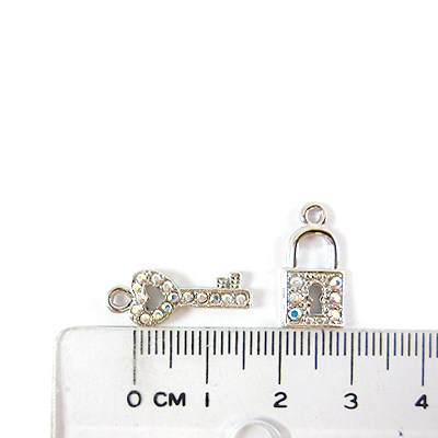 銅鍍正白K色鑲鑽鑰匙鎖頭