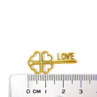 銅鍍霧金色幸運草LOVE鑰匙